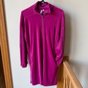 Cable & Gauge Velour Velvet Tunic Dress Half Zip Pockets Relaxed Size Small